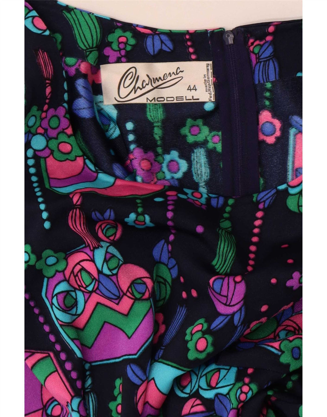 Vintage Dame Maxi A-Line Kjole IT 44 Medium Multicolored Floral Retro