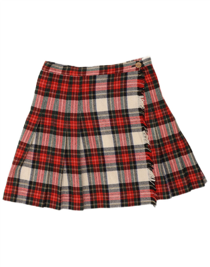 Vintage slå-om nederdel til kvinder W30 Medium rød plaid