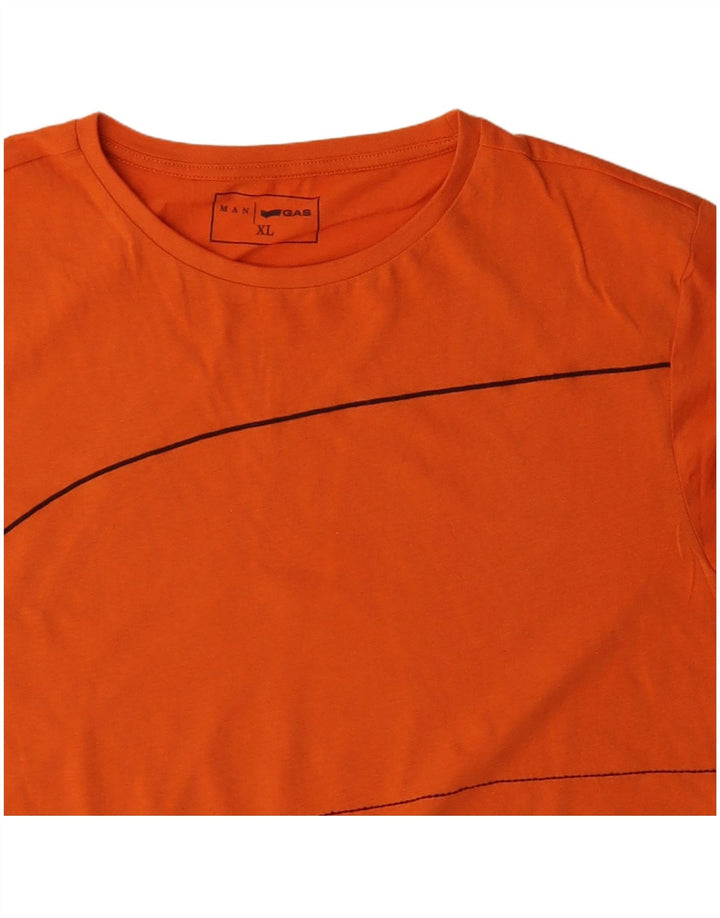 GAS Herre grafisk T-shirt Top XL Orange Bomuld