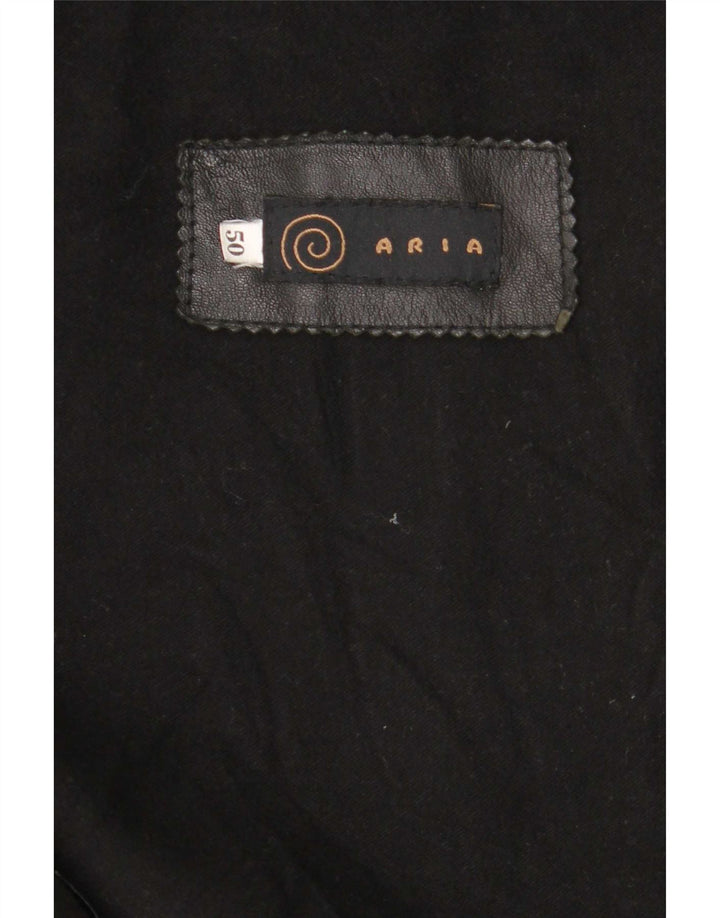Aria Herre Hooded Læder Bomber Jacket IT 50 Large Black