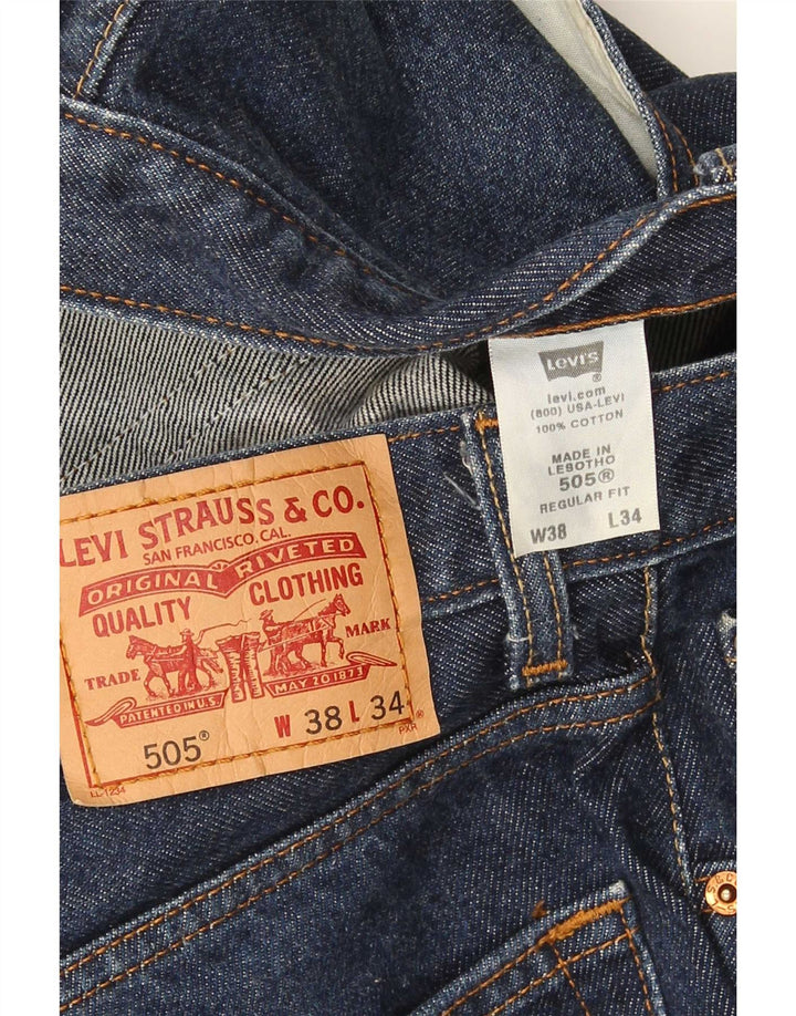 Levi's Herre 505 Regular Fit Straight Jeans W38 L34 Marineblå Bomuld