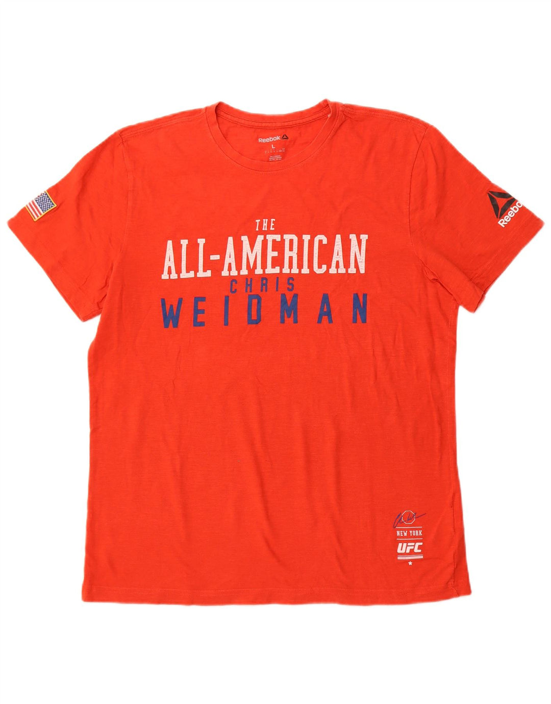 REEBOK Herre Grafisk T-Shirt Top Stor Orange Bomuld