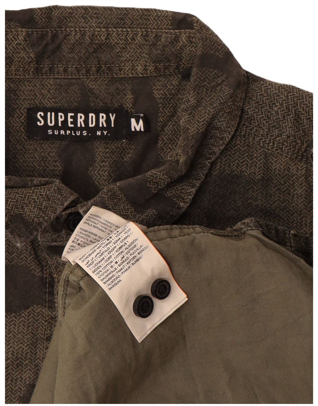 Superdry Herre Militærskjorte Medium Khaki Camouflage Bomuld
