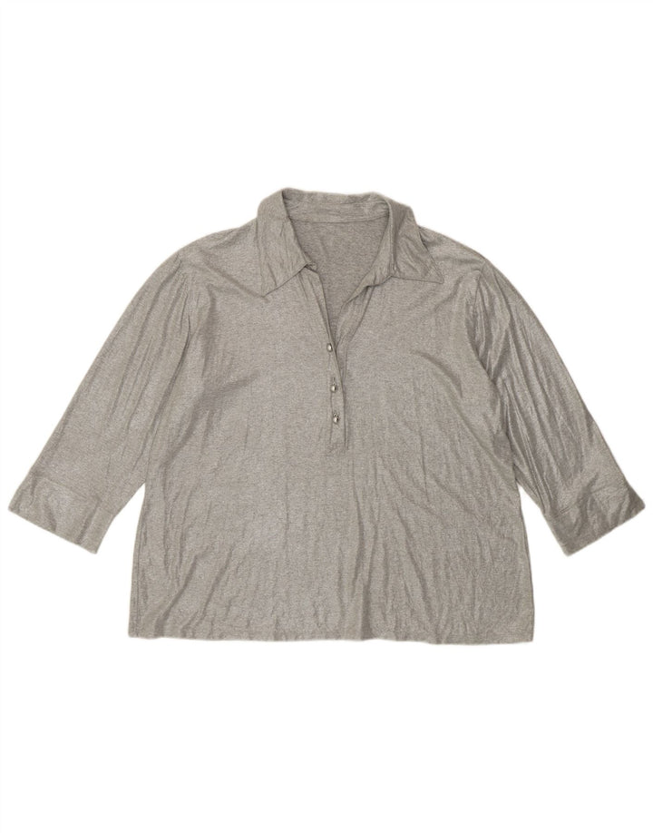 VINTAGE Womens 3/4 Sleeve Blouse Top UK 16 Large Grey