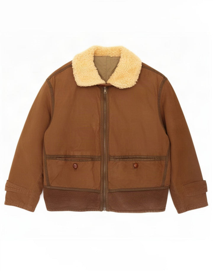 Stephen Herre Shearling Jacket IT 52 XL Brun Colourblock