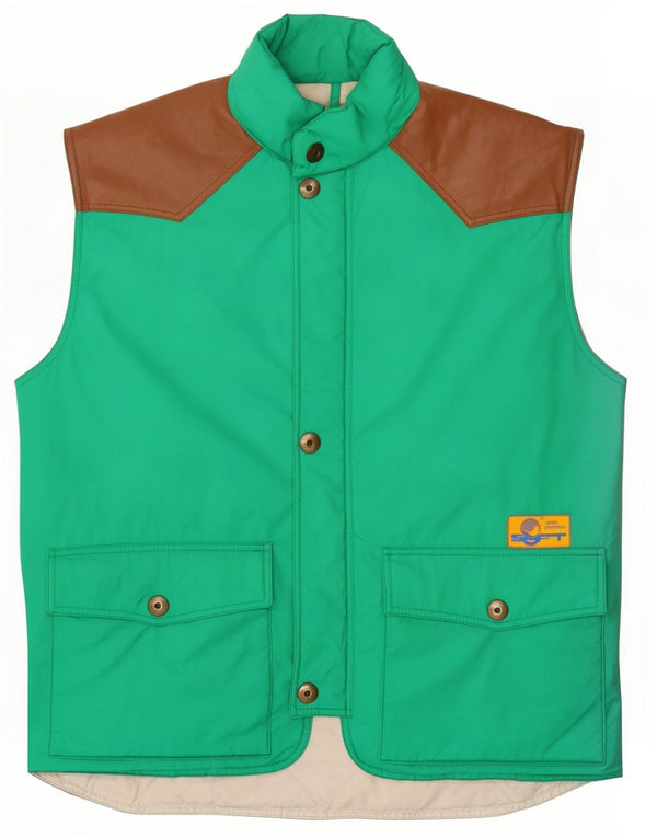 Vintage Polstret Gilet til mænd UK 40 Large Green Colourblock Polyamid