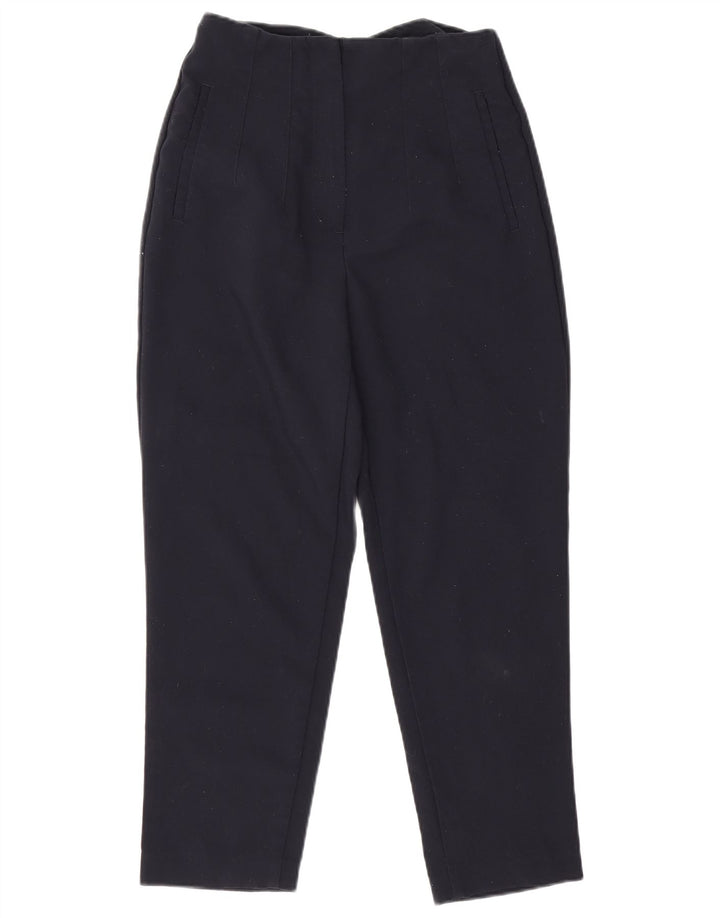 Zara Womens Tapered Cropped Trousers Medium W28 L25 Navy Blue Polyester