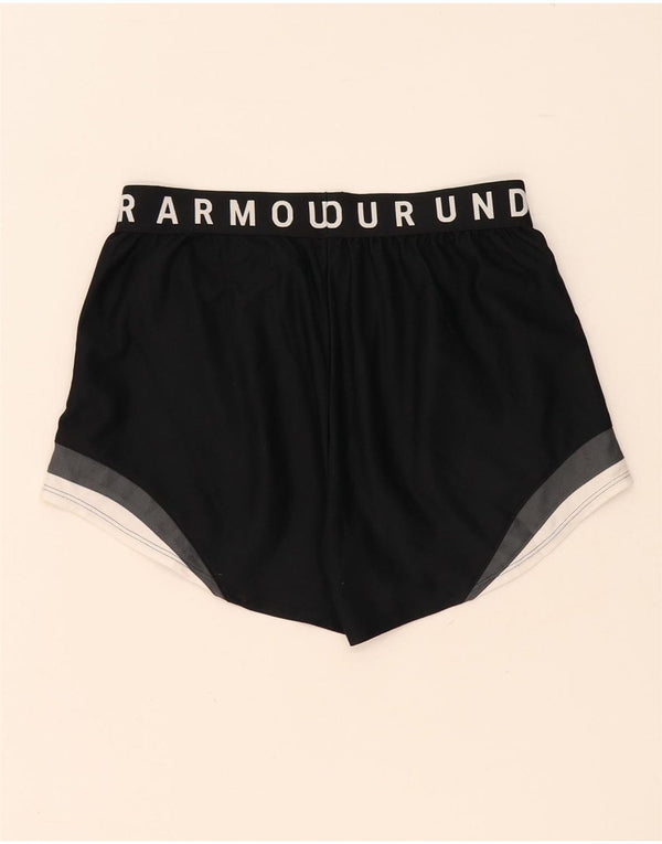 Under Armour Womens Heat Gear Sports Shorts UK 10 Small Black Colourblock
