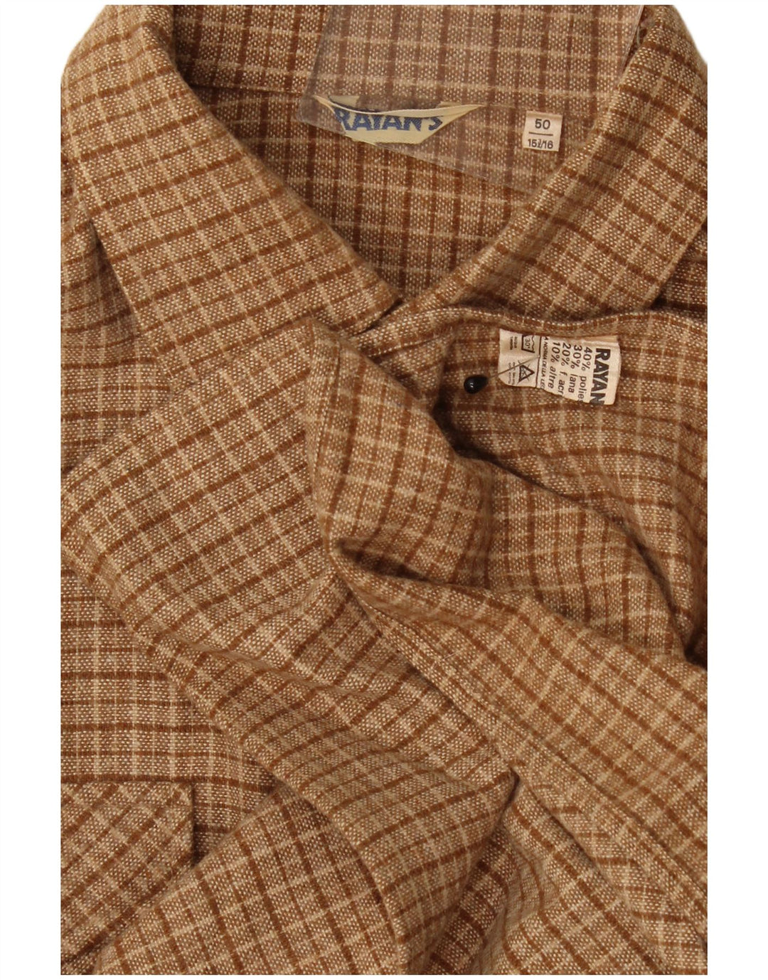 Vintage flannelskjorte til mænd IT 50 15/16 Medium brun ternet polyester