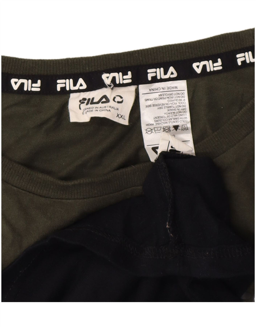 Fila Herre T-Shirt Top 2XL Sort Colourblock Bomuld