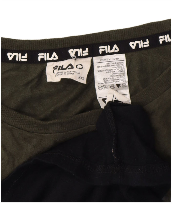 Fila Herre T-Shirt Top 2XL Sort Colourblock Bomuld