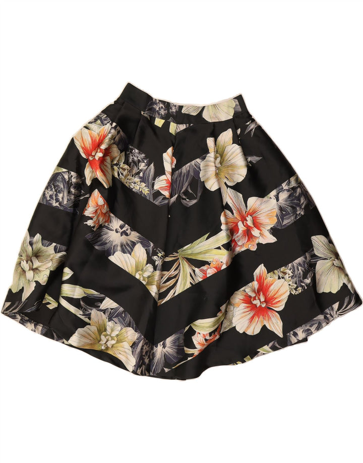 COAST Womens A-Line Skirt UK 12 Medium W30 Black Floral Polyester Vintage Coast and Second-Hand Coast from Messina Hembry 