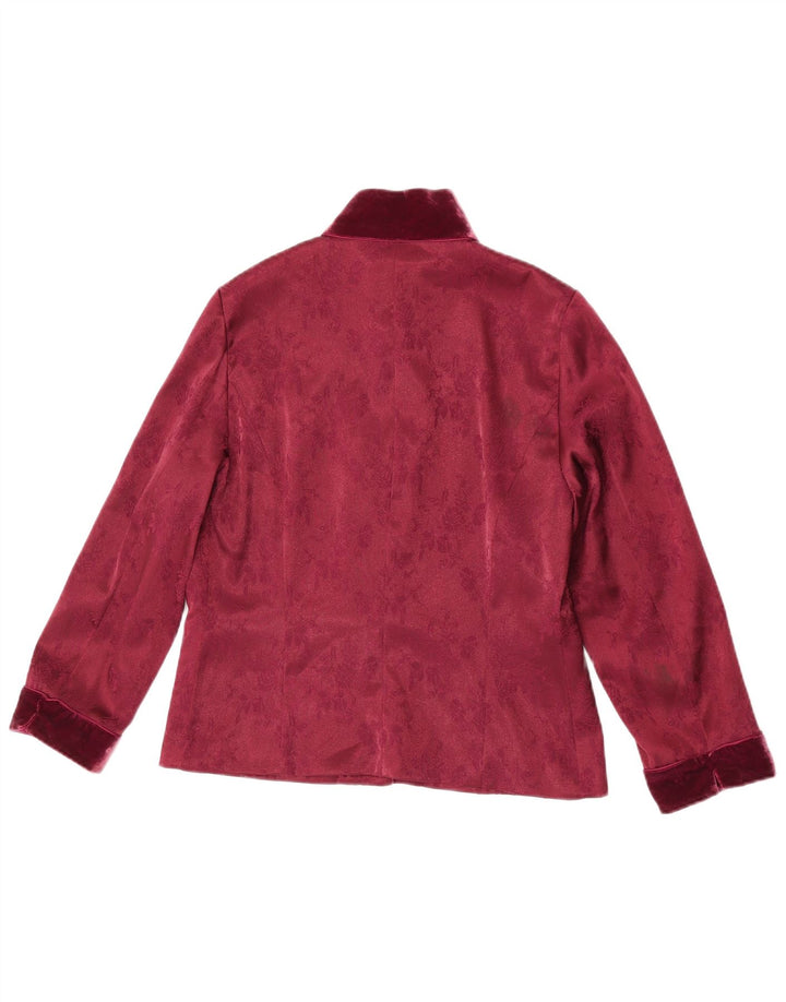 Blunauta Dame 3 Button Oversized Blazer Jacket IT 38 XS Burgundy Floral