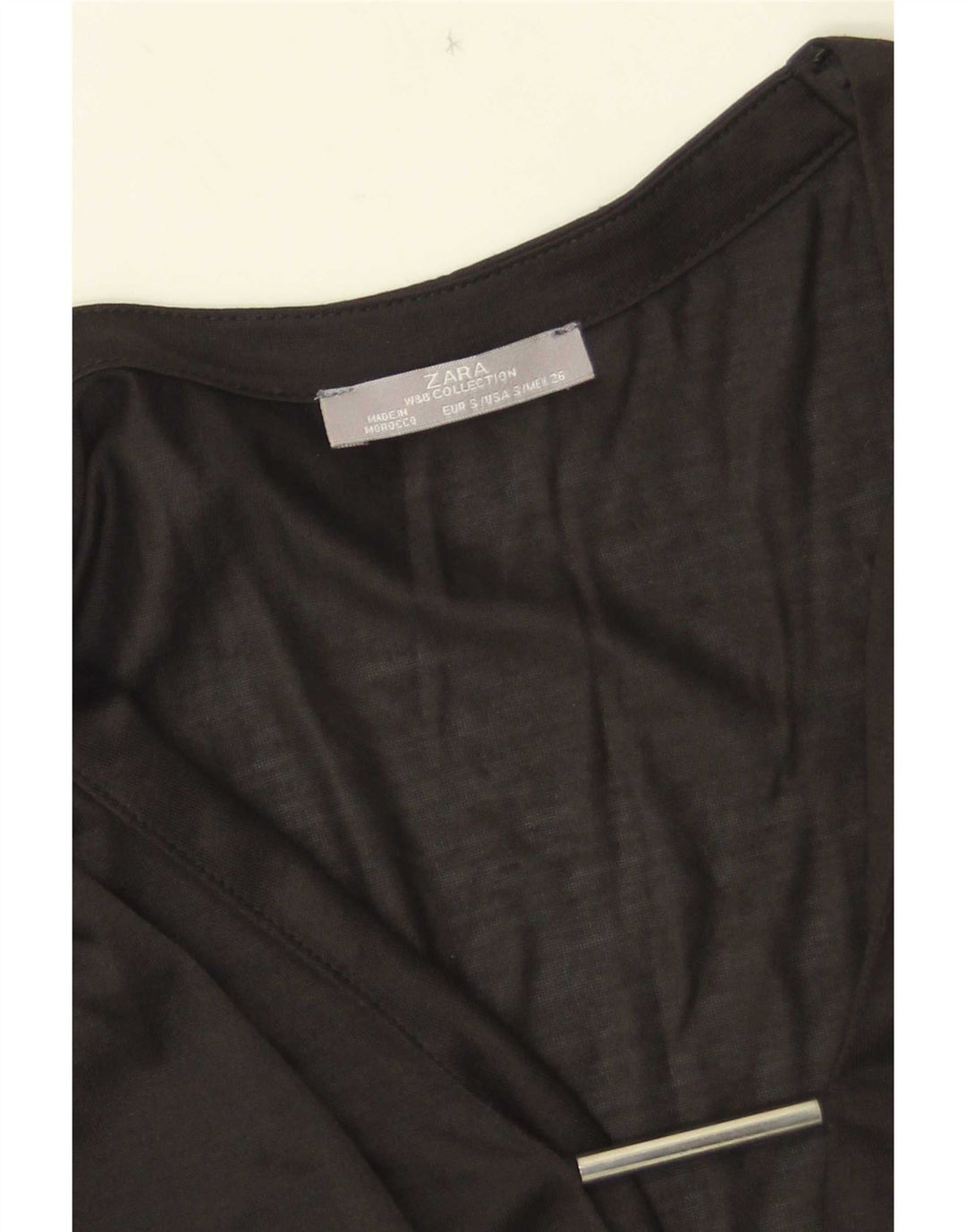 Zara Dame Bluse Top UK 10 Lille Sort