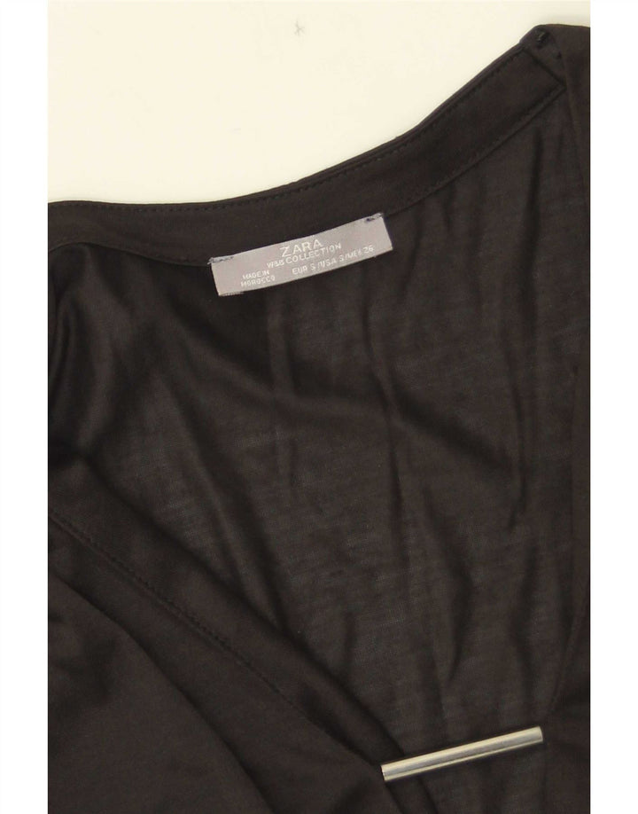 Zara Dame Bluse Top UK 10 Lille Sort