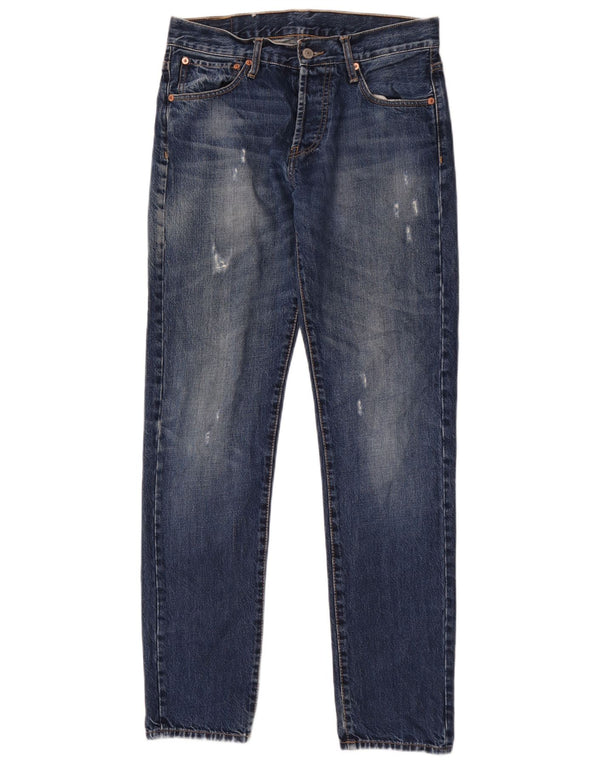 Levi's Boys 501 Distressed Straight Jeans 15-16 år W30 L32 Blue Cotton