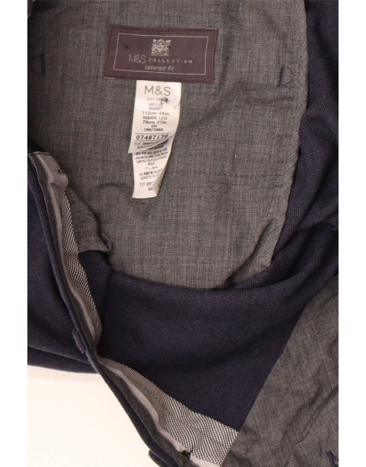 Marks & Spencer Herre Regular Fit Suit Bukser W44 L31 Marineblå Uld