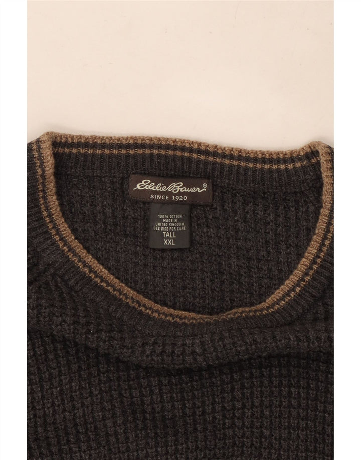 EDDIE BAUER Herre høj rund hals sweater 2XL grå bomuld