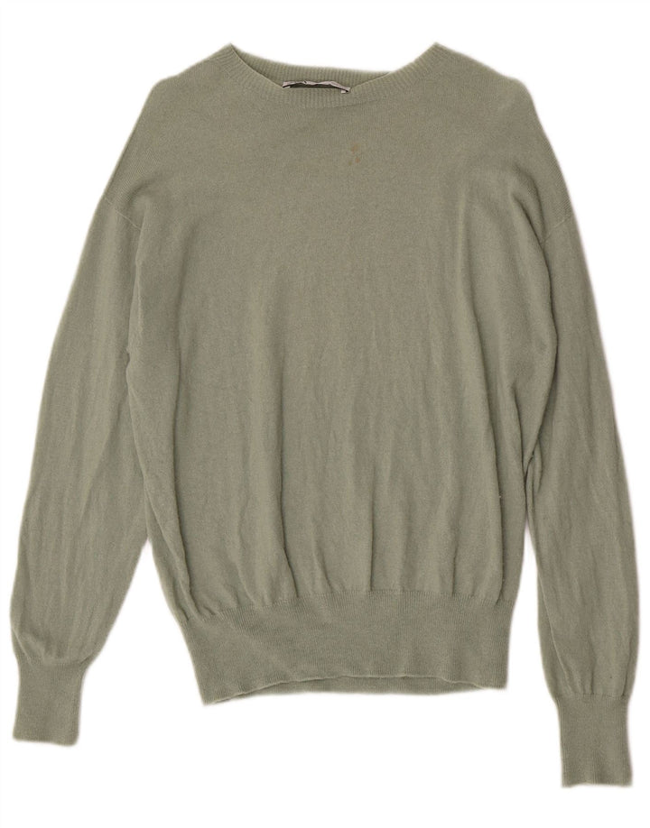 Zara Dame Boat Neck Jumper Sweater UK 14 Medium Khaki Wool