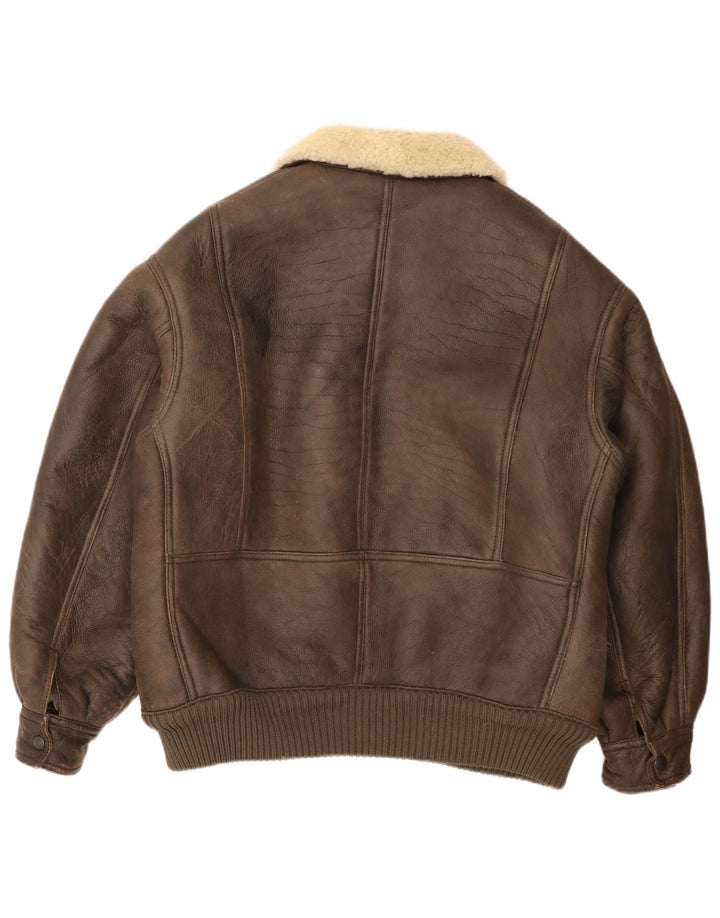 Vintage Herre Bomber Shearling Jacket UK 36 Small Brown