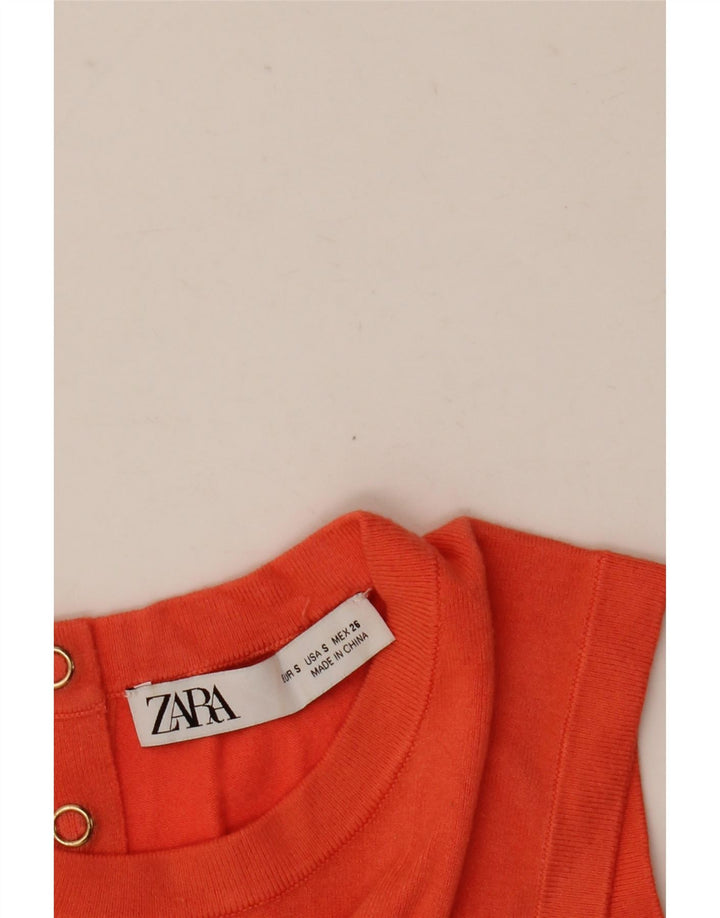 Zara Dame Vest Tank Top UK 10 Small Orange