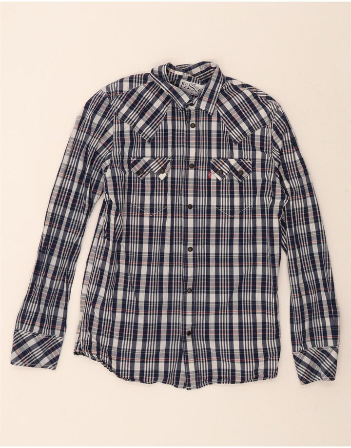 LEVI'S Mens Shirt Medium Navy Blue Check Cotton Vintage Levi's and Second-Hand Levi's from Messina Hembry 