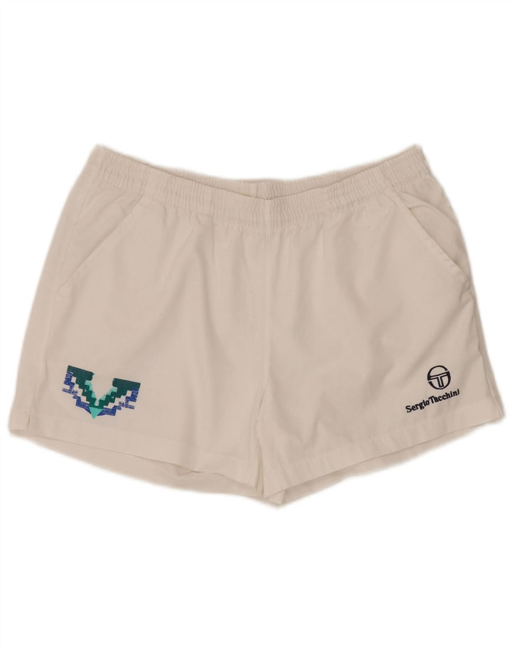 Sergio Tacchini Herre grafiske sportsshorts IT 52 Large White Polyester
