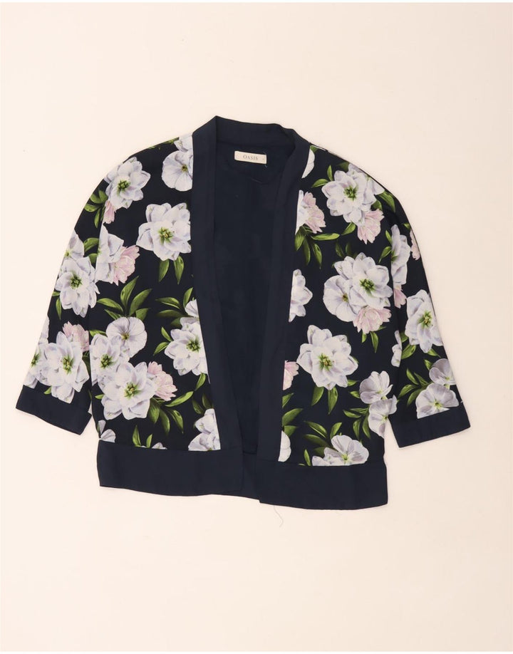 Oasis Dame Oversized Cardigan Top UK 12 Medium Navy Blue Floral