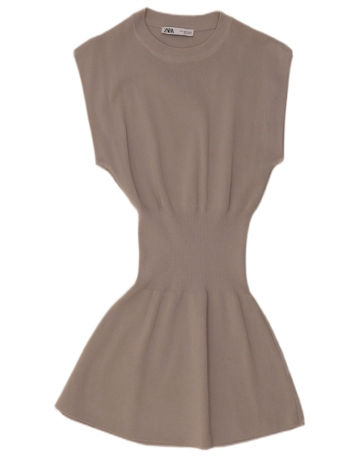 ZARA Jumperkjole til kvinder UK 8 Lille Grå