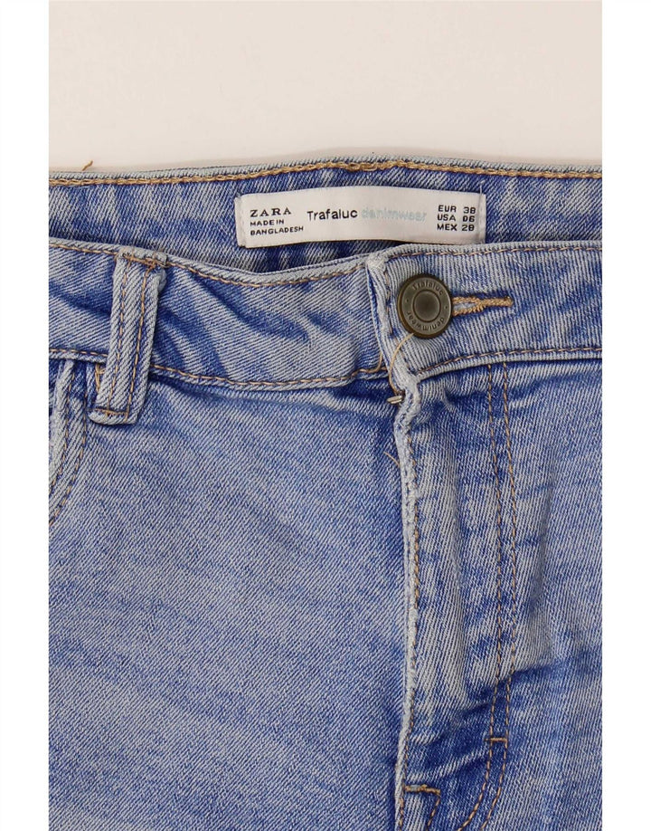 Zara Dame Trafaluc Distressed Denim Shorts EU 38 Small W28 Blue