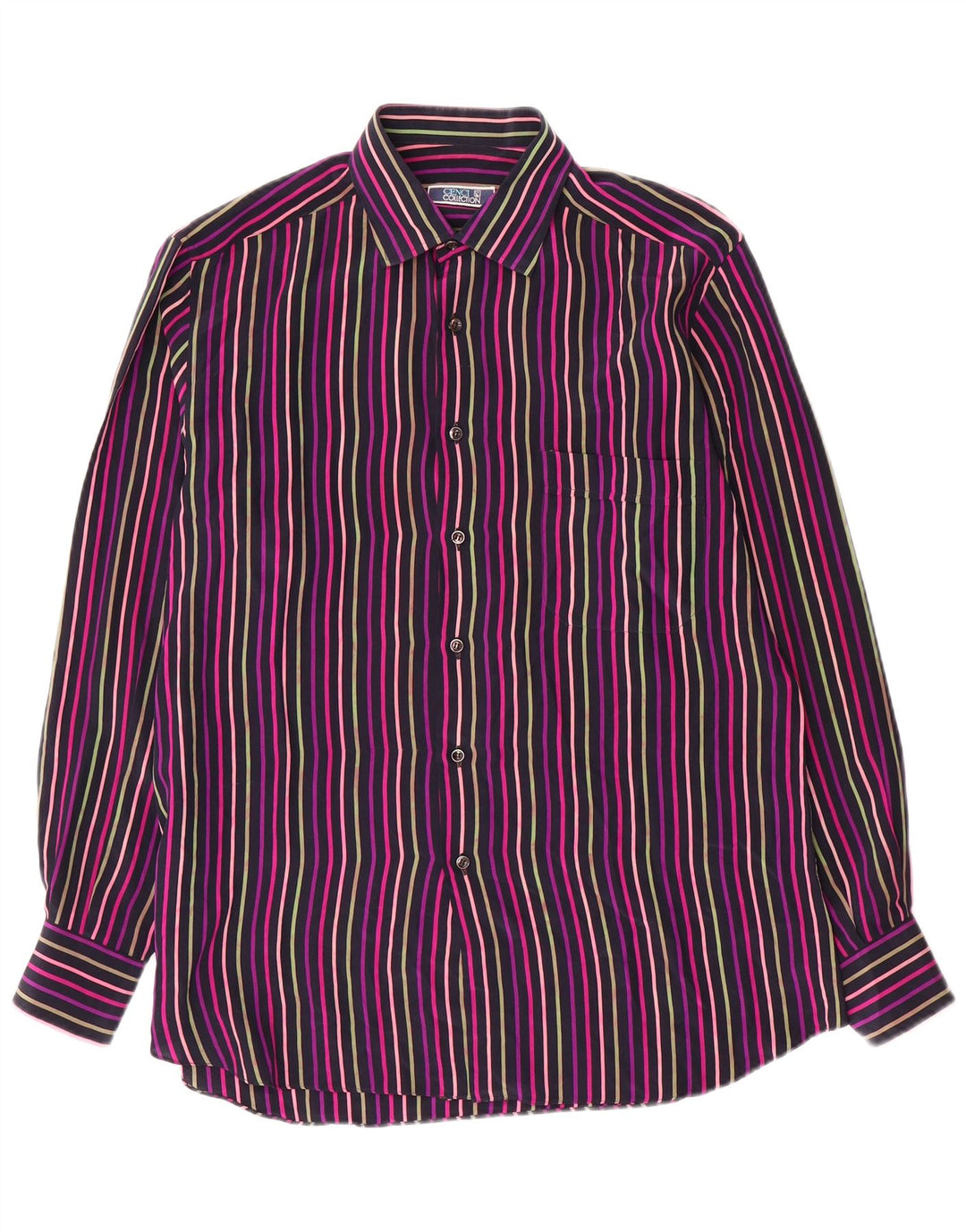 VINTAGE herreskjorte str. 39 15 1/2 Medium Flerfarvet stribet silke