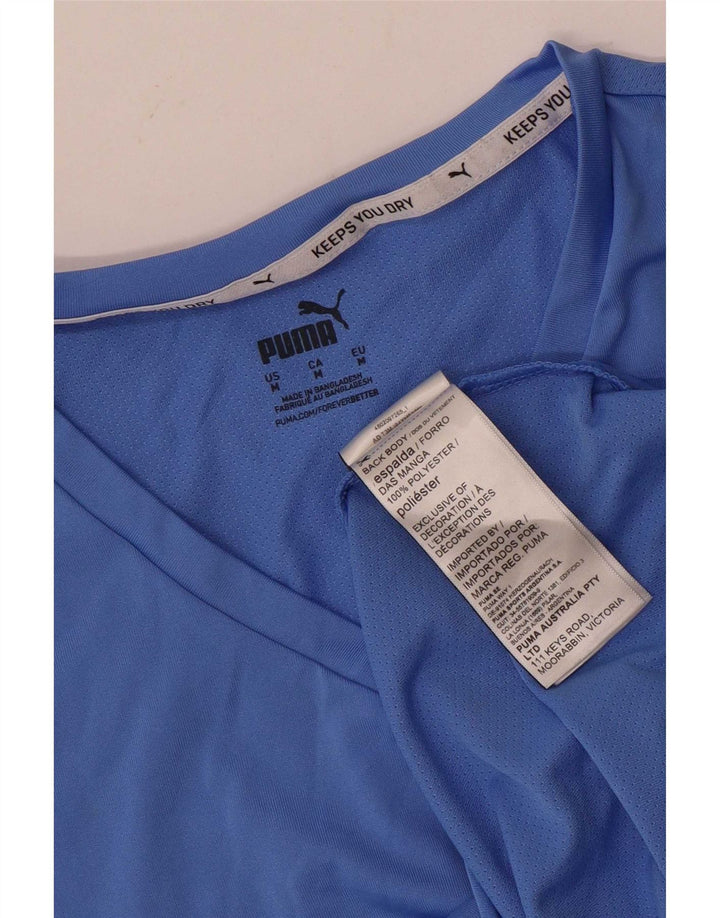 Puma T-Shirt Top UK 12 Medium Blue Polyester