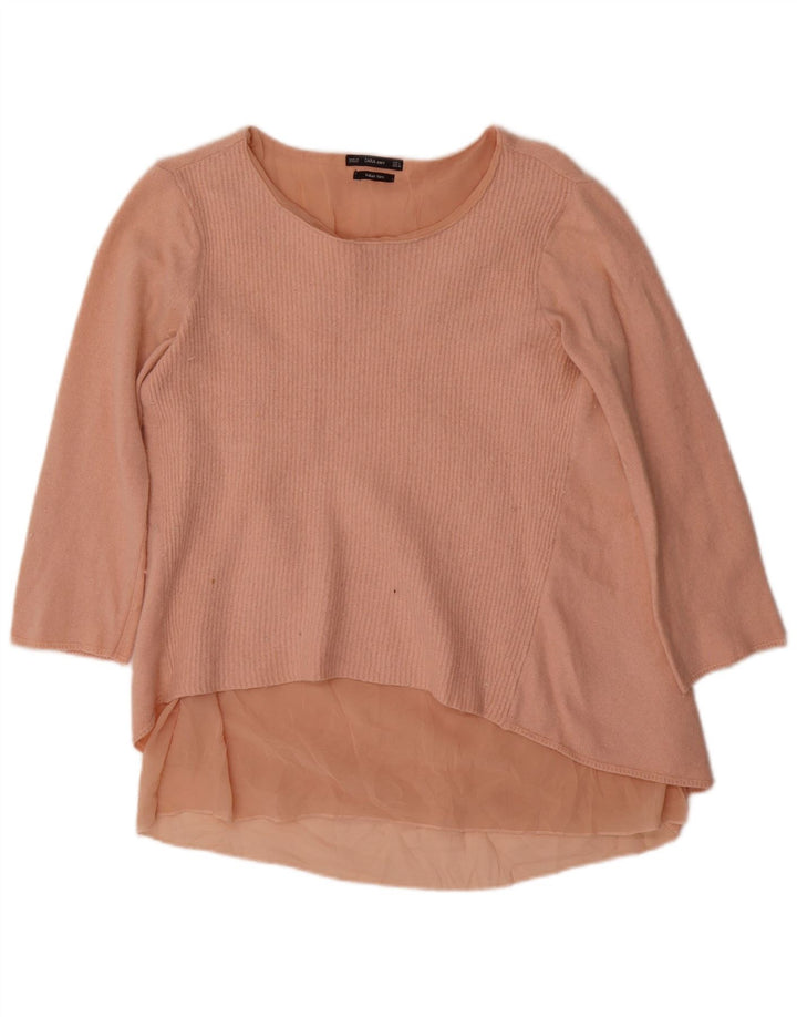 Zara Dame 3/4 ærmet Tunika Top UK 14 Large Pink