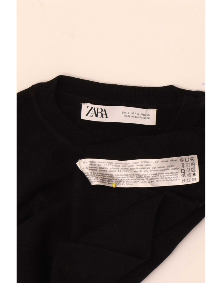 Zara Womens Crop Vest Top UK 8 Small Black Viscose