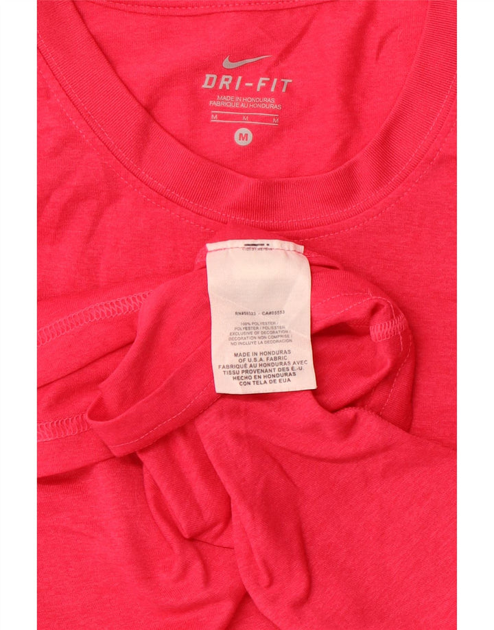 NIKE Dame Dri Fit T-Shirt Top UK 12 Medium Pink Polyester