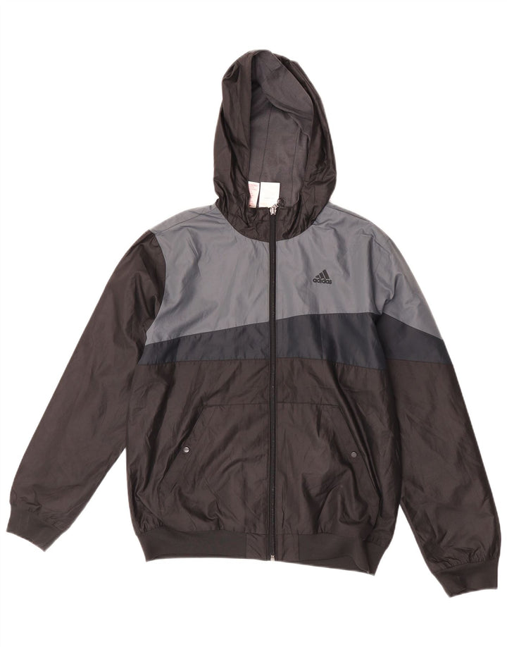 Adidas Regnjakke med hætte til drenge 13-14 år Sort Colourblock Polyester