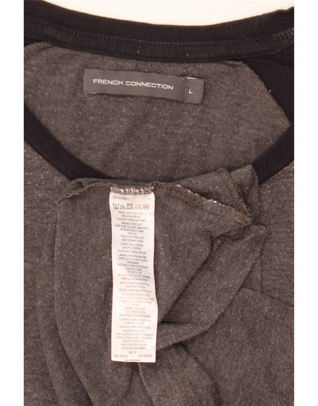 FRANSK FORBINDELSE Herre T-shirt Top Stor Grå Colourblock Bomuld