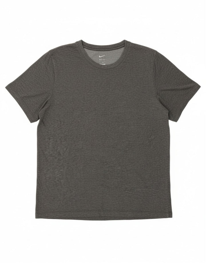 NIKE Mens Dri Fit Graphic T-Shirt Top Large Grey Cotton
