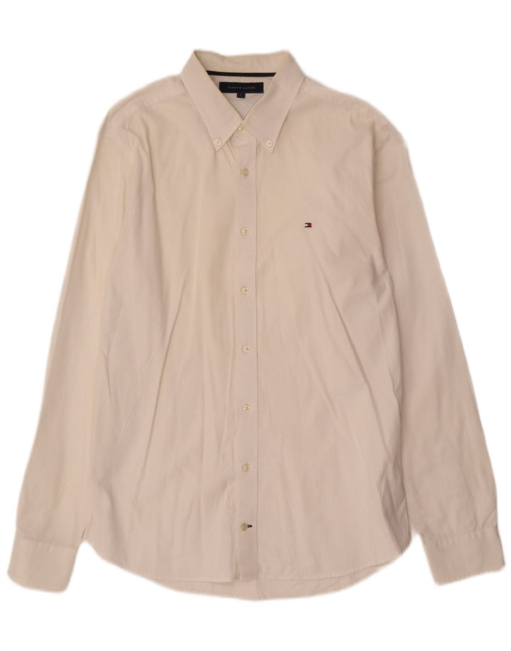 TOMMY HILFIGER Herreskjorte Stor hvid bomuld