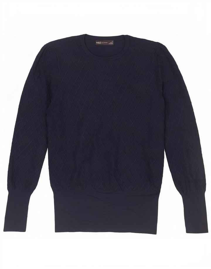 Marks & Spencer Dame sweater med rund hals DK 12 Medium Navy Blue
