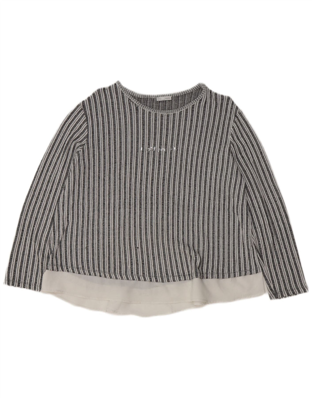 Zara Dame Langærmet Bluse Top UK 16 Stor Sort Stribet