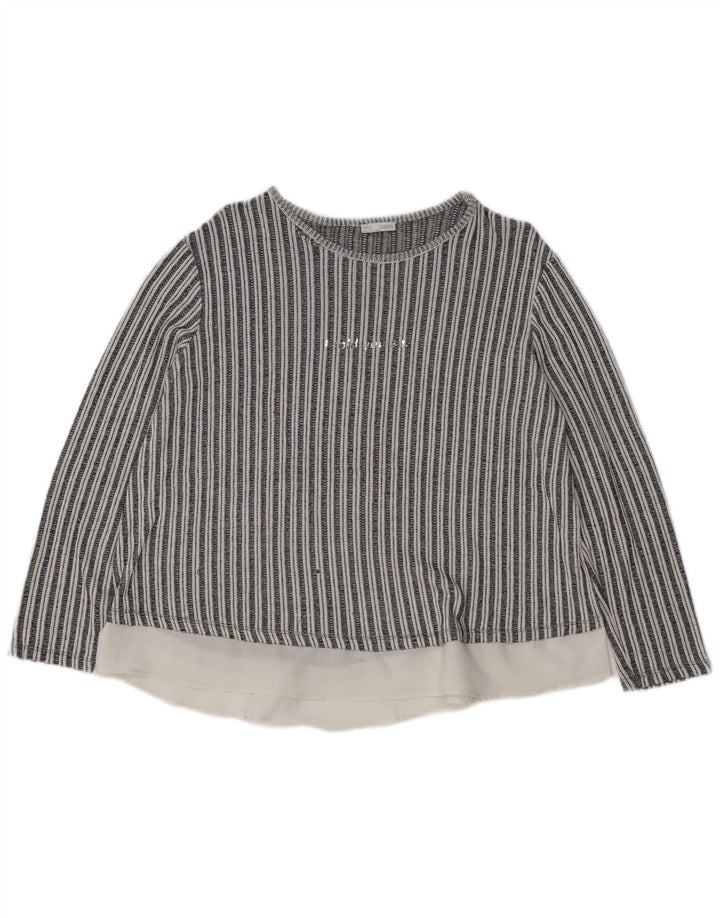 Zara Dame Langærmet Bluse Top UK 16 Stor Sort Stribet