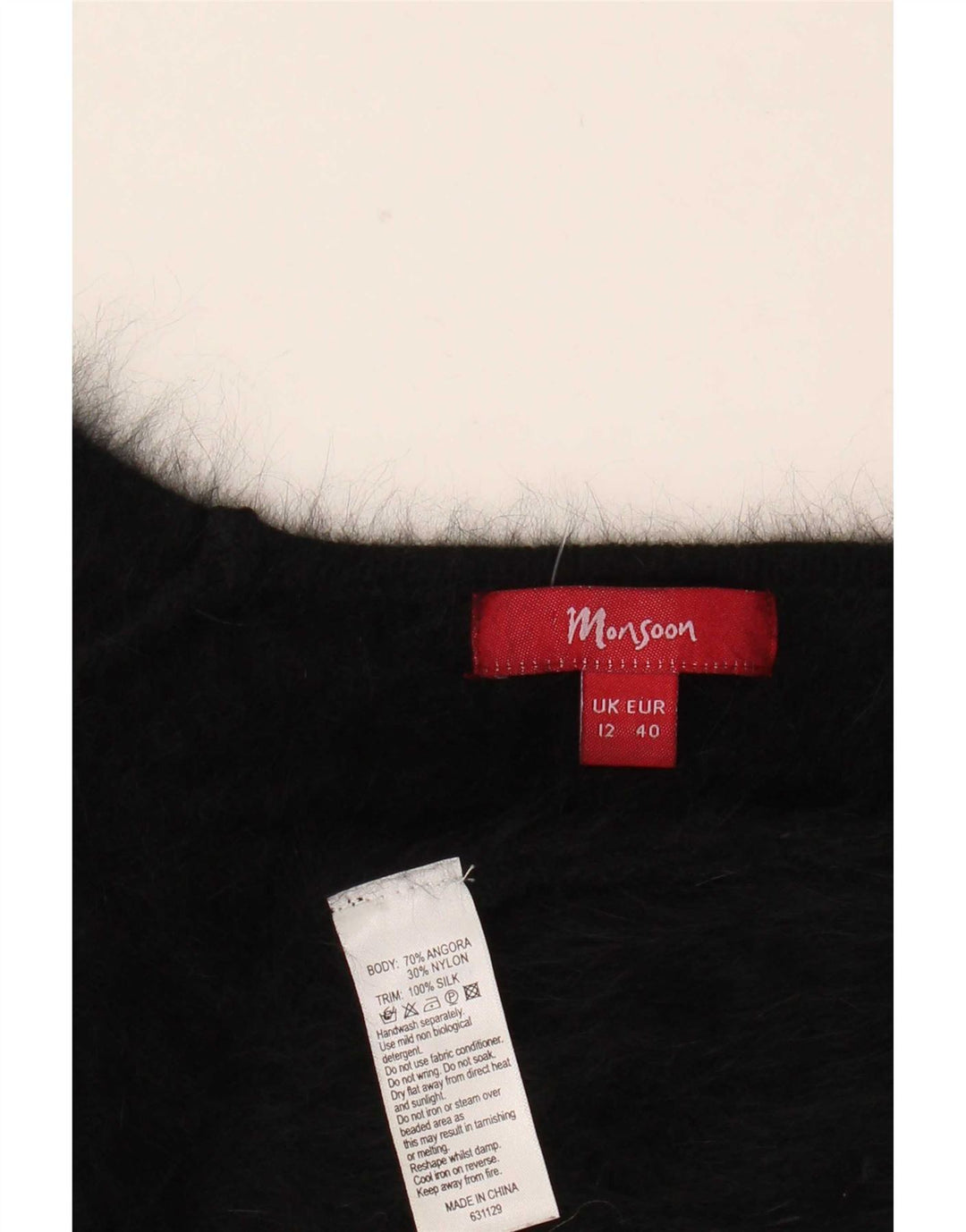 Monsoon Dame Jumper Sweater UK 12 Medium Black Angora