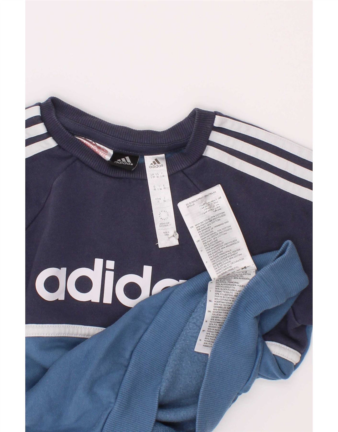 Adidas Boys Grafisk Sweatshirt Jumper 2-3 år Navy Blue Colourblock