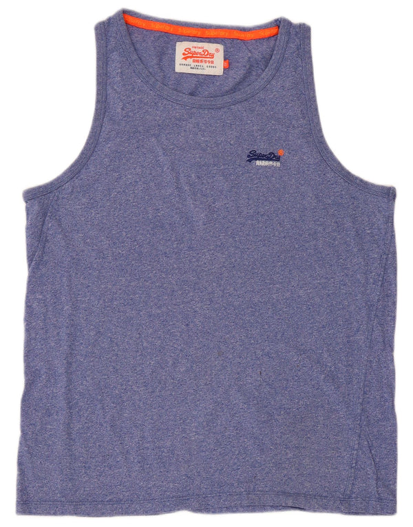 Superdry Herre grafisk Vest Top 2XL Blå Flecked