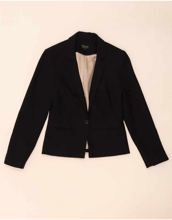 Topshop Dame 1 Knap Blazer Jacket UK 8 Small Black Polyester