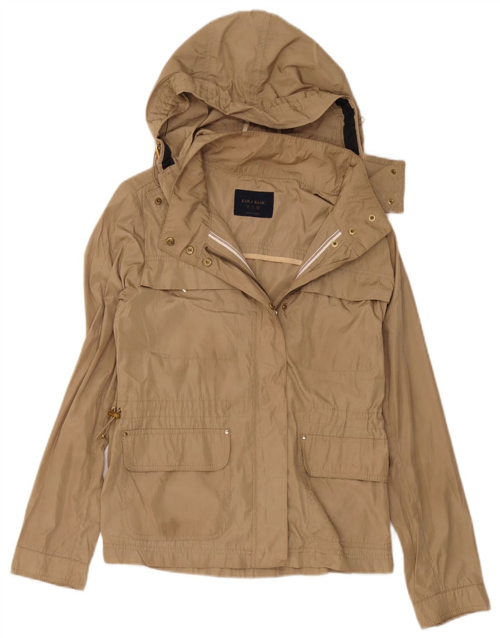 Zara Regnjakke med hætte til kvinder UK 12 Medium Beige Polyester