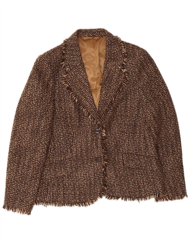 Brioni Dame 2 Button Blazer Jacket UK 16 Large Brown Flecked