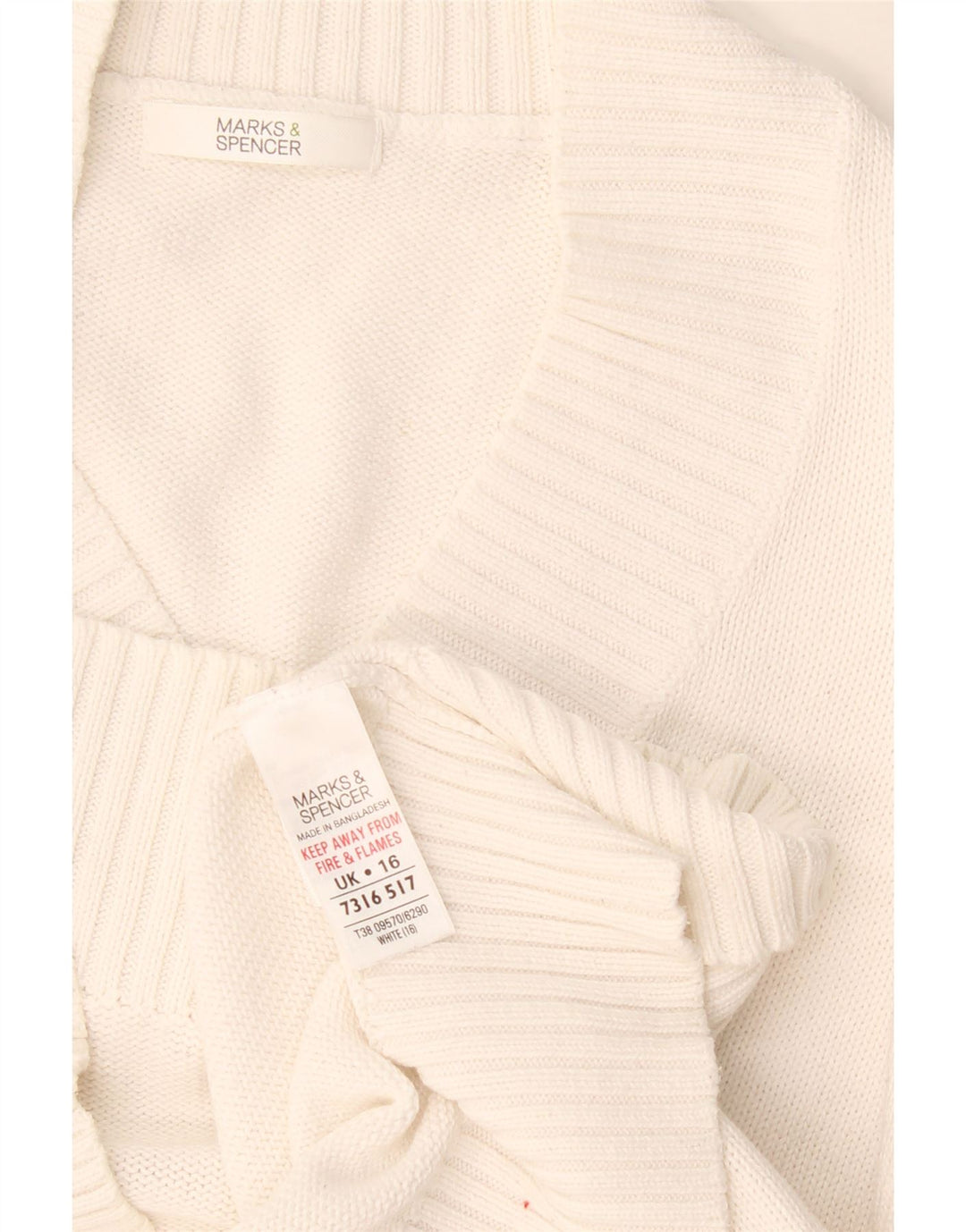 Marks & Spencer Dame V-hals sweater UK 16 Stor hvid bomuld