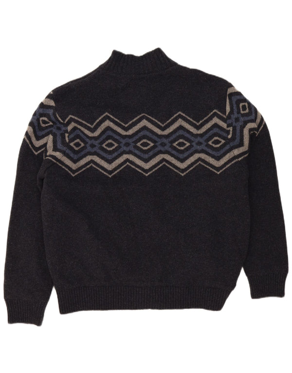 Atlas For Mænd Herre Cardigan Sweater med fuld lynlås 3XL Grå Geometrisk Uld